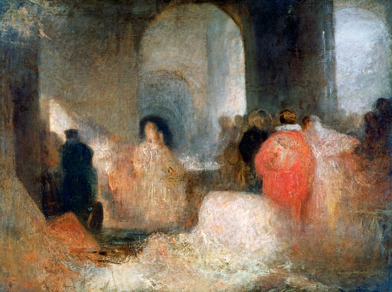 Vacsora egy nagy szobában jelmezes alakokkal, 1830-1835 alkotó: Joseph Mallord William Turner