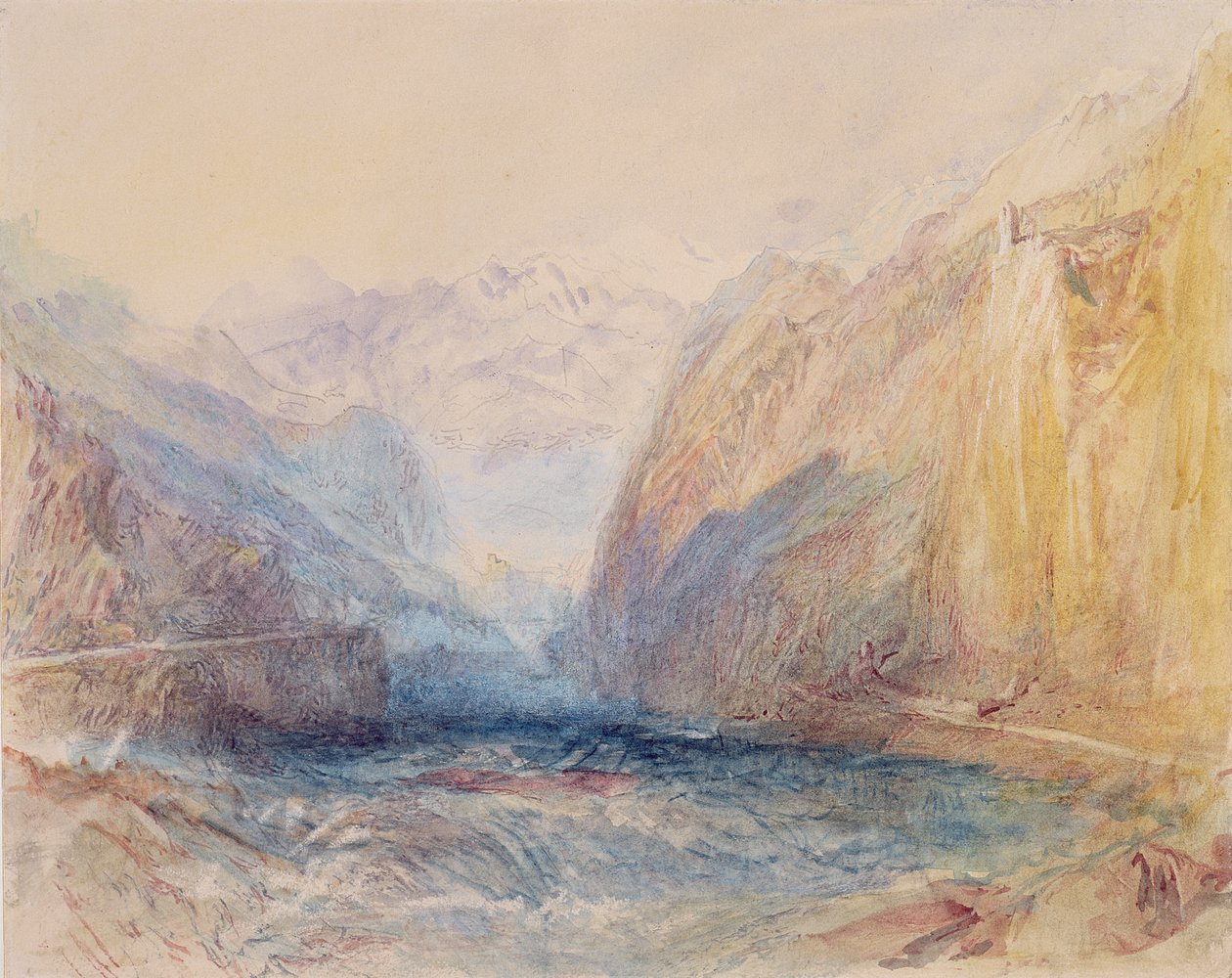 Domleschg-völgy, Rothenbrunnen közelében, Rhazuns felé néz alkotó: Joseph Mallord William Turner