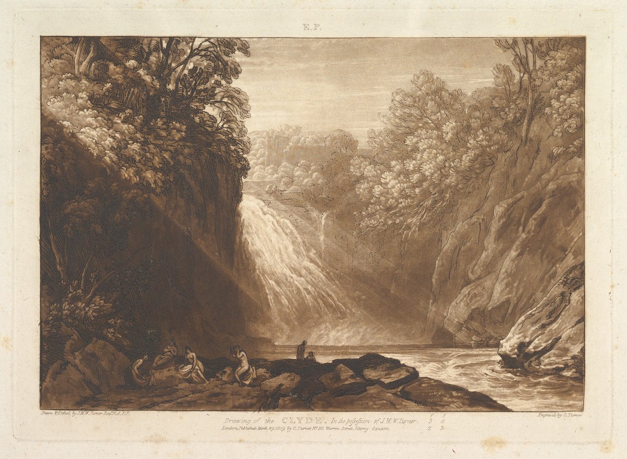 A Clyde Liber Studiorum rajza, IV. rész, 18. tábla, 1809. március 29. alkotó: Joseph Mallord William Turner