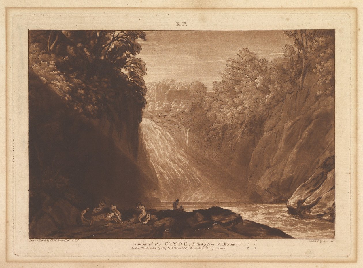 A Clyde Liber Studiorum rajza, IV. rész, 18. tábla, 1809. március 29. alkotó: Joseph Mallord William Turner