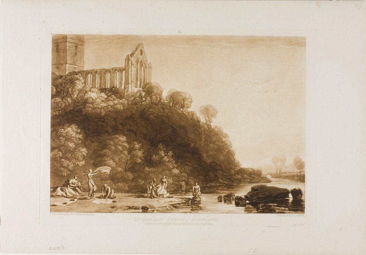 Dumblain Abbey, 56. lemez a Tanulmányok Könyvéből alkotó: Joseph Mallord William Turner