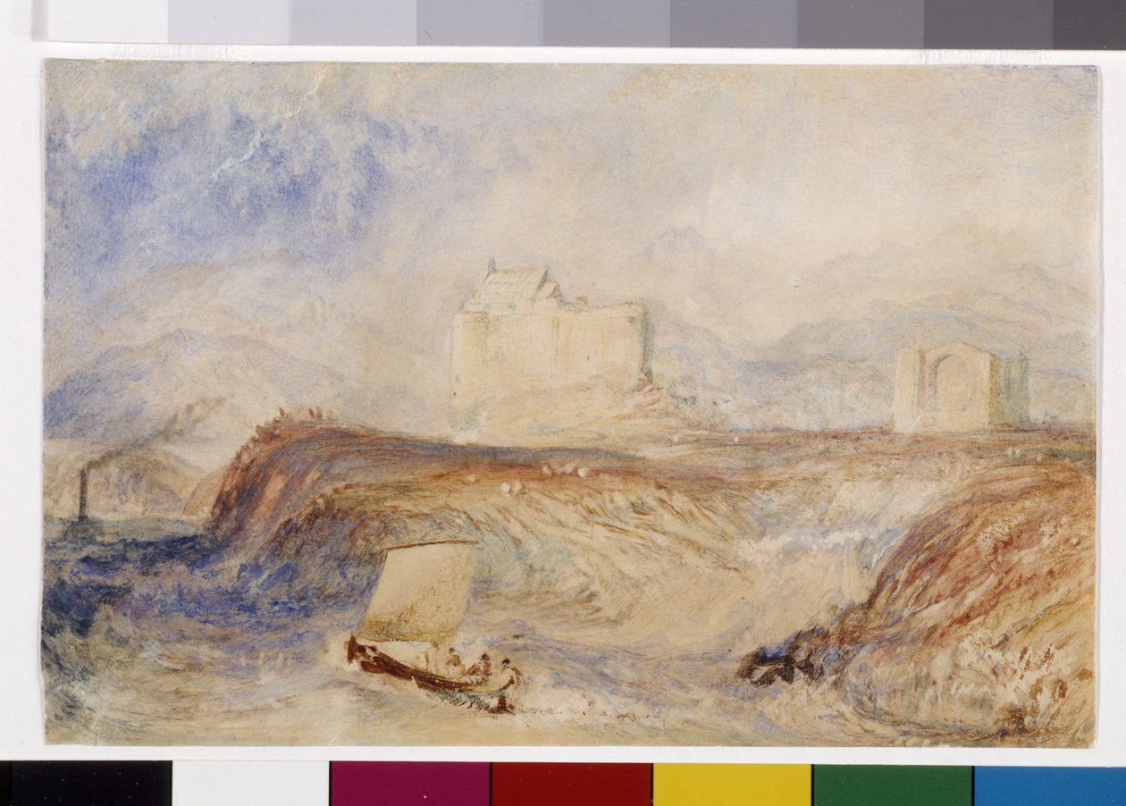 Dunstaffnage (akvarell és gouache fehér papíron) alkotó: Joseph Mallord William Turner