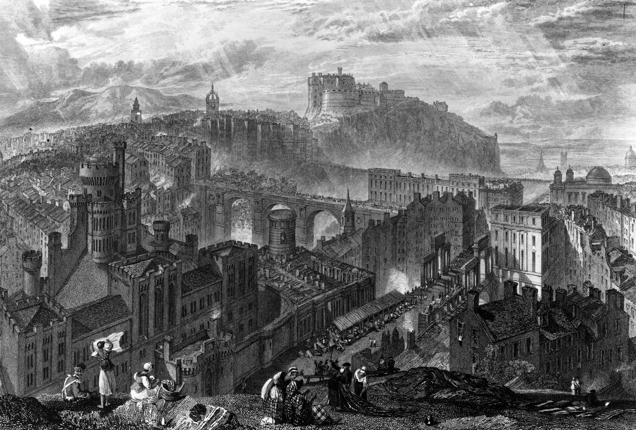 Edinburgh a Calton Hillről, George Cooke metszete, 1820 alkotó: Joseph Mallord William Turner