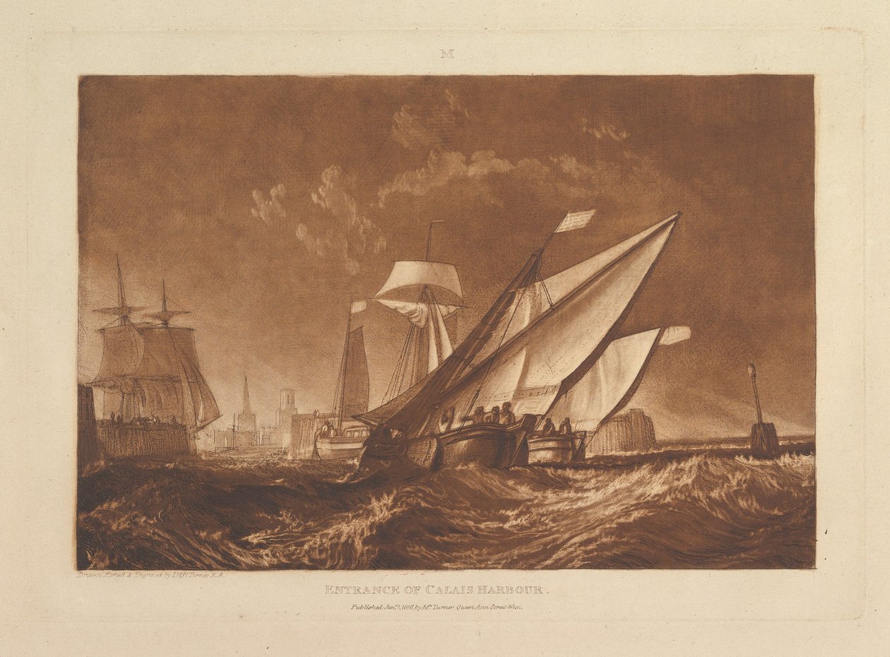 A calais-i kikötő bejárata, XI. rész, az „Liber Studiorum” 55. táblája alkotó: Joseph Mallord William Turner