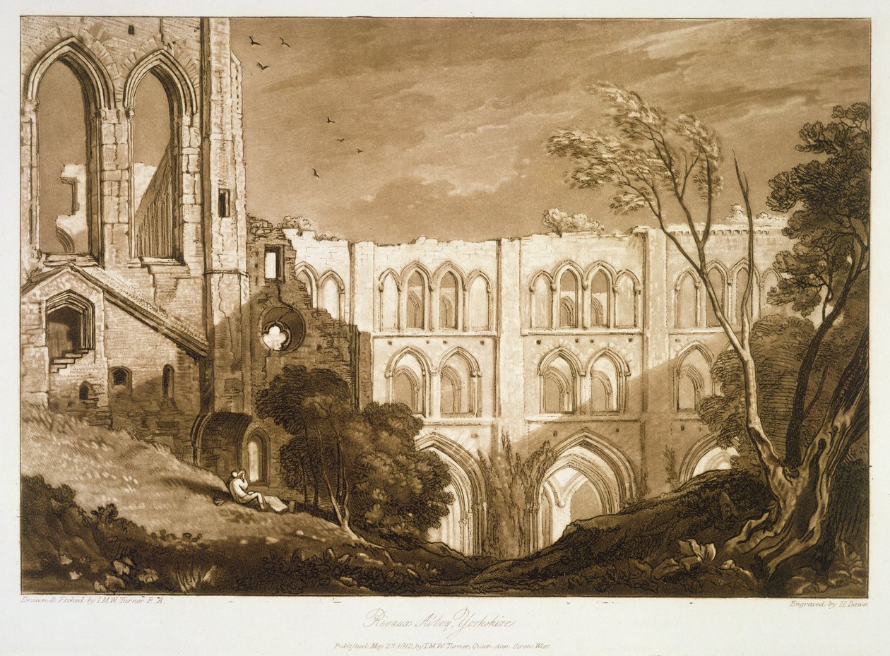 F.51.I Rivaulx Abbey, a „Liber Studiorum”-ból, Henry Dawe metszet, 1812 alkotó: Joseph Mallord William Turner
