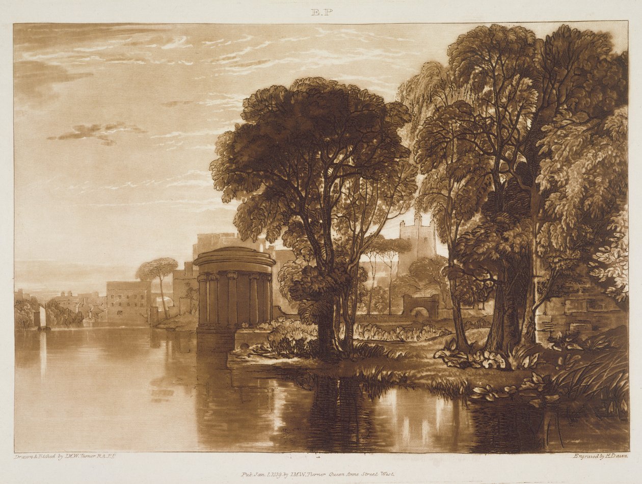 F.63.I Isleworth, a „Liber Studiorum”-ból, Henry Dawe metszete, 1819 alkotó: Joseph Mallord William Turner