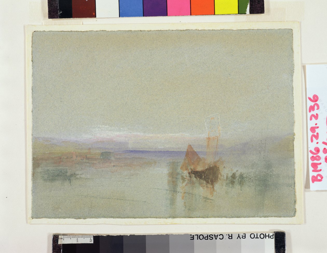 Le Havre-nál leszálltak a halászhajók (wc és testszín kék papíron) alkotó: Joseph Mallord William Turner
