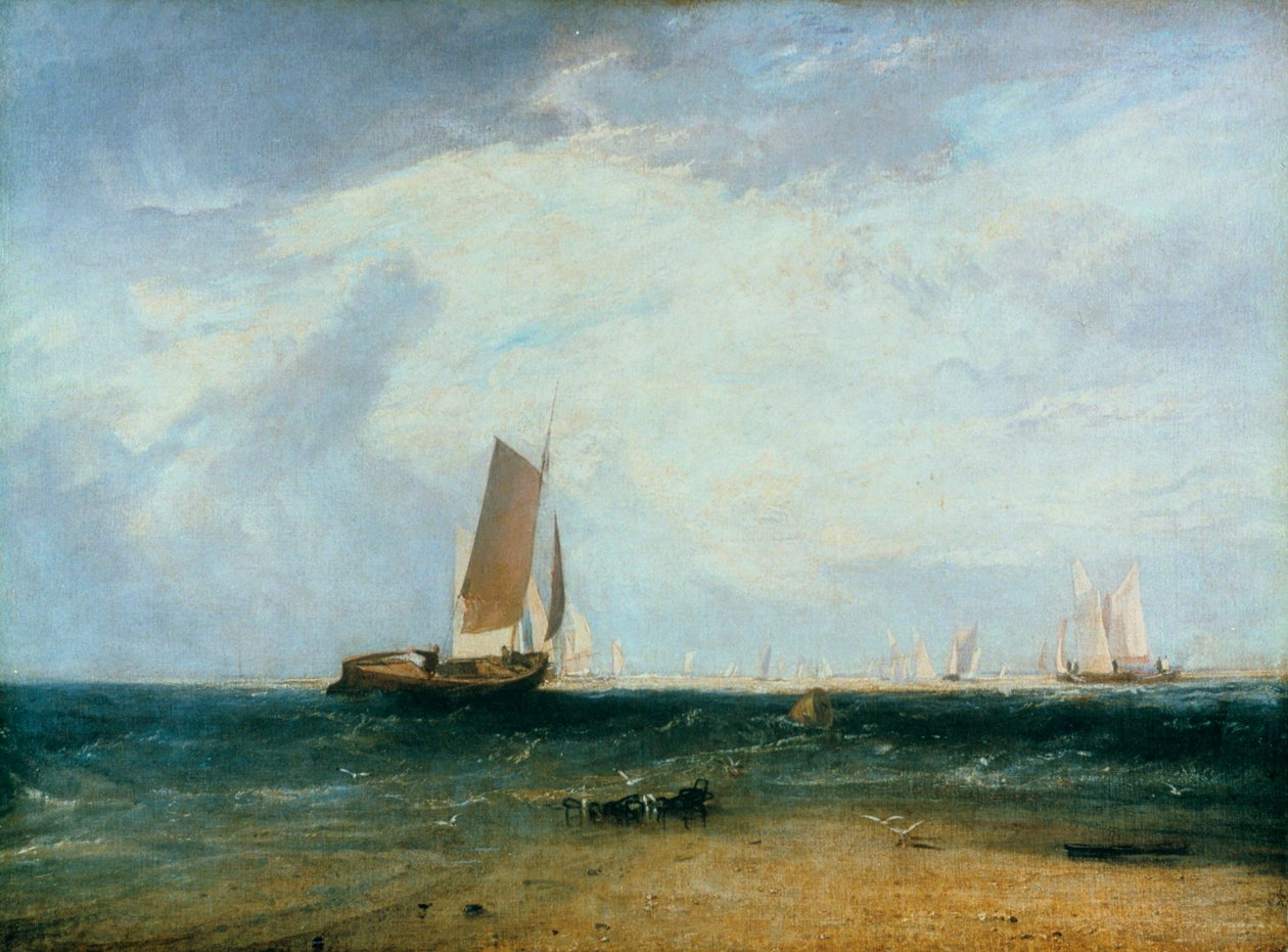 Horgászat a Blythe homokon, dagály beállta, 1809 alkotó: Joseph Mallord William Turner