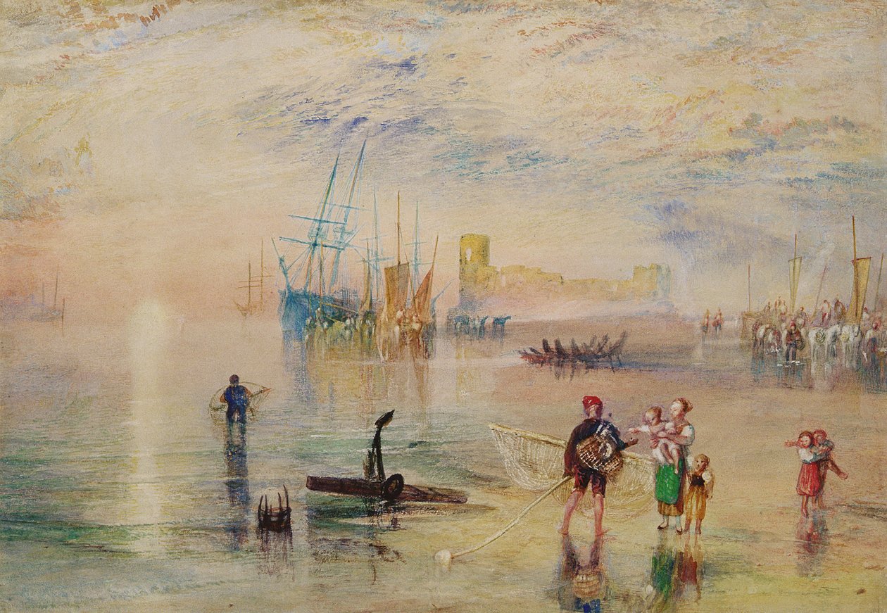 Flint Castle, 1834 körül (akvarell, papírra karcolással) alkotó: Joseph Mallord William Turner