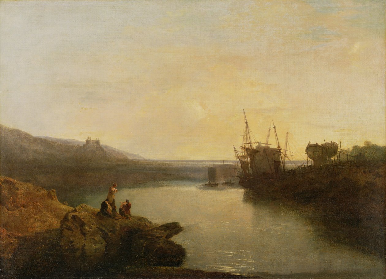 Harlech kastély, a Twgwyn kompról, a nyár esti alkonya alkotó: Joseph Mallord William Turner