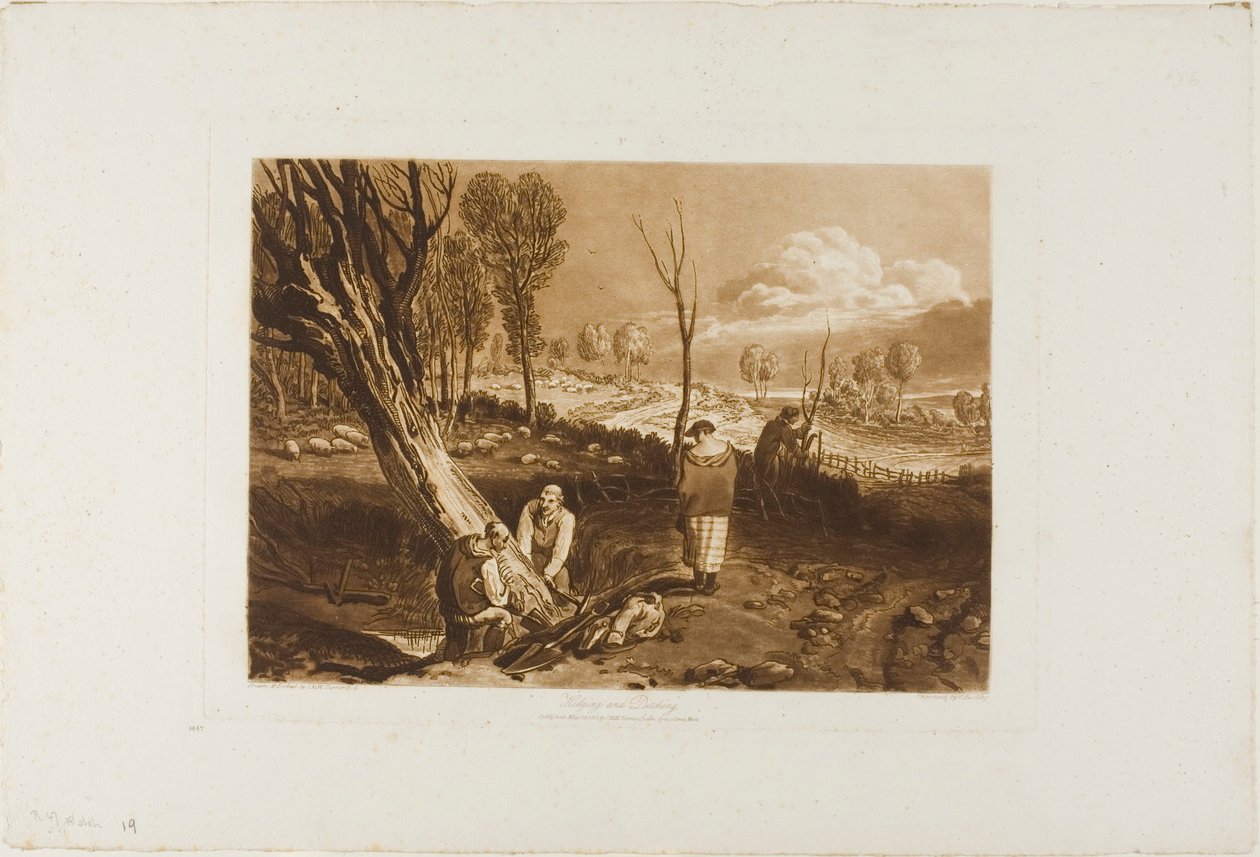 Sövényezés és árokvágás, 47-es lemez a Liber Studiorumtól alkotó: Joseph Mallord William Turner