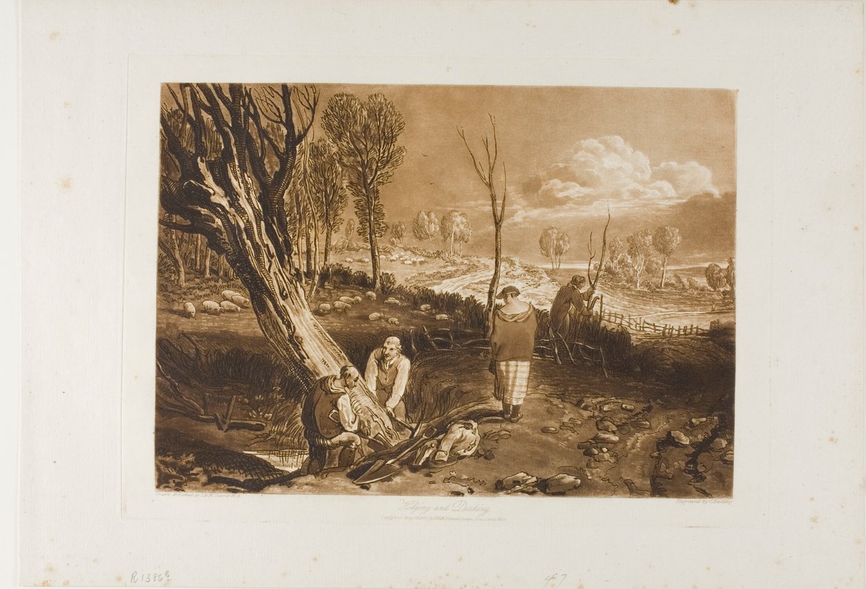 Sövényezés és árokvágás, 47-es lemez a Liber Studiorumtól alkotó: Joseph Mallord William Turner