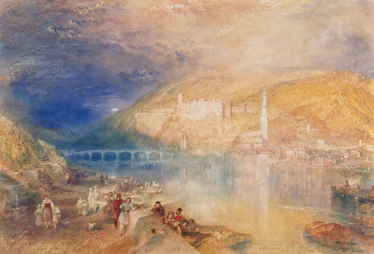 Heidelberg: Naplemente, 1840-42 körül (akvarell és testfesték papíron) alkotó: Joseph Mallord William Turner