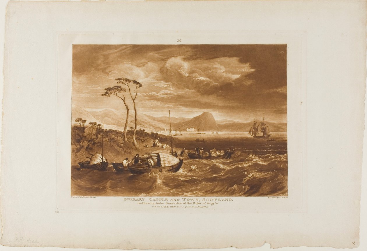 Inveraray vára és városa, 65. tábla a Liber Studiorumtól alkotó: Joseph Mallord William Turner