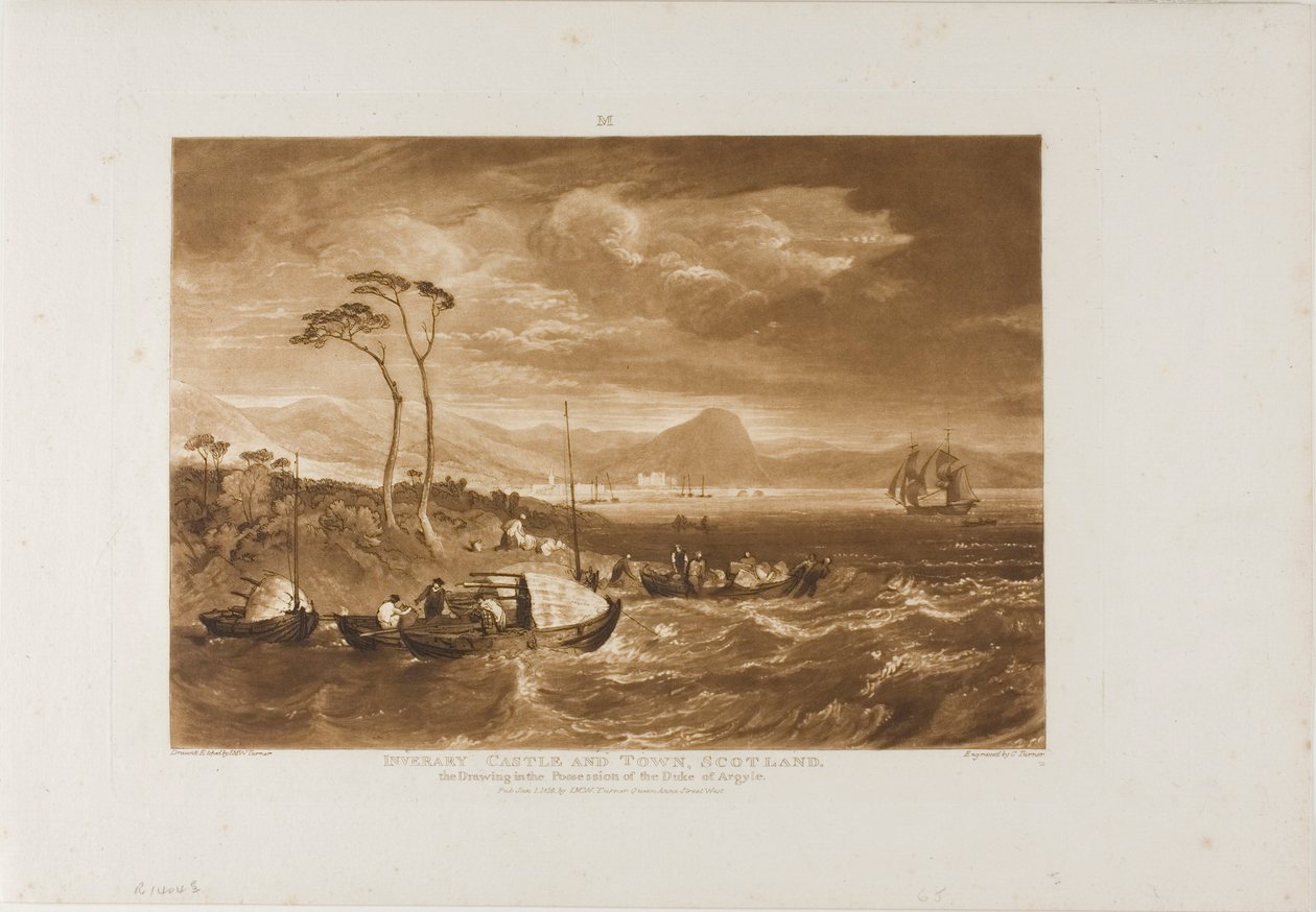 Inveraray vára és városa, 65. tábla a Liber Studiorumtól alkotó: Joseph Mallord William Turner