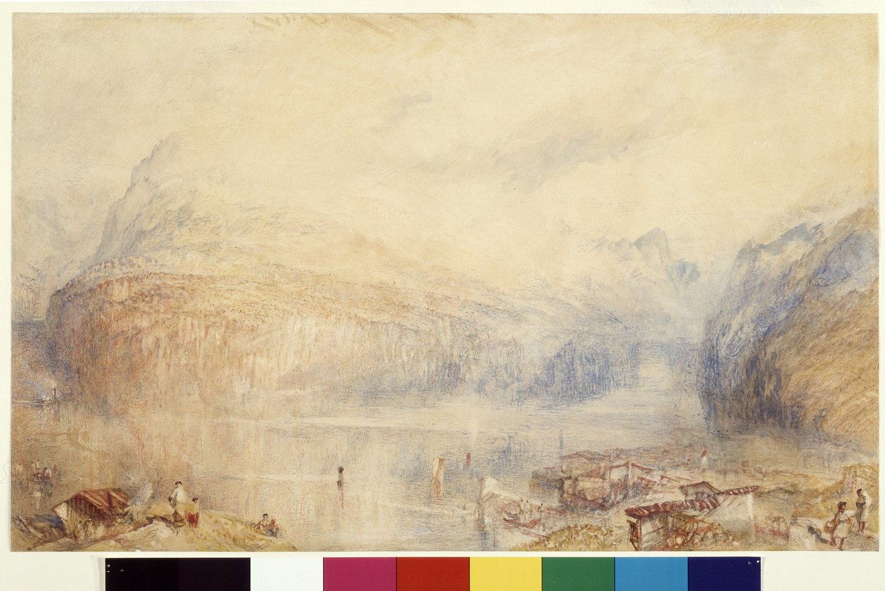 Luzerni-tó Brunnentől (akvarell és gouache fehér papíron) alkotó: Joseph Mallord William Turner