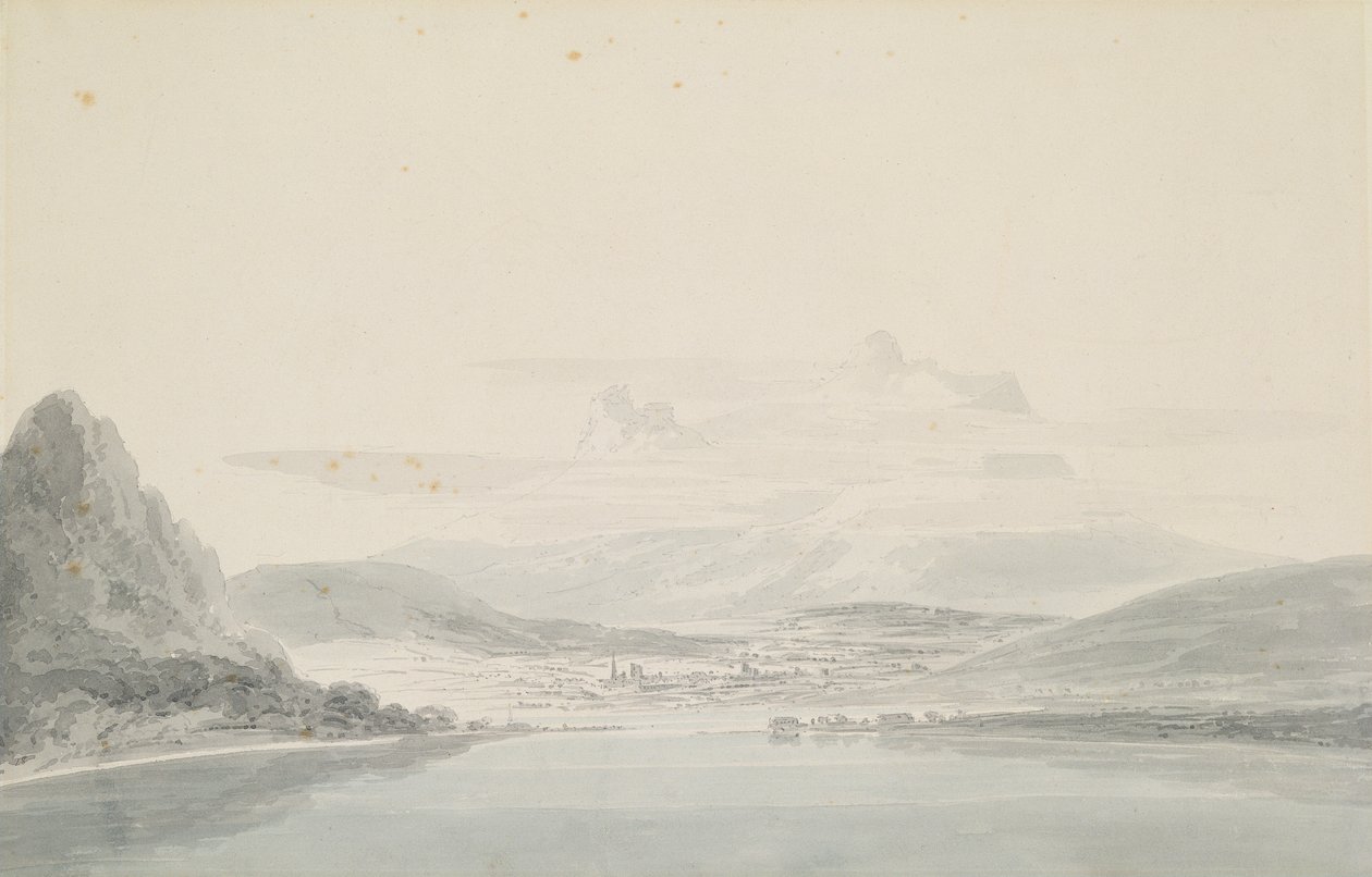 Tájkép, John Robert Cozens (1752-99) nyomán (ceruza és akvarell papíron) alkotó: Joseph Mallord William Turner