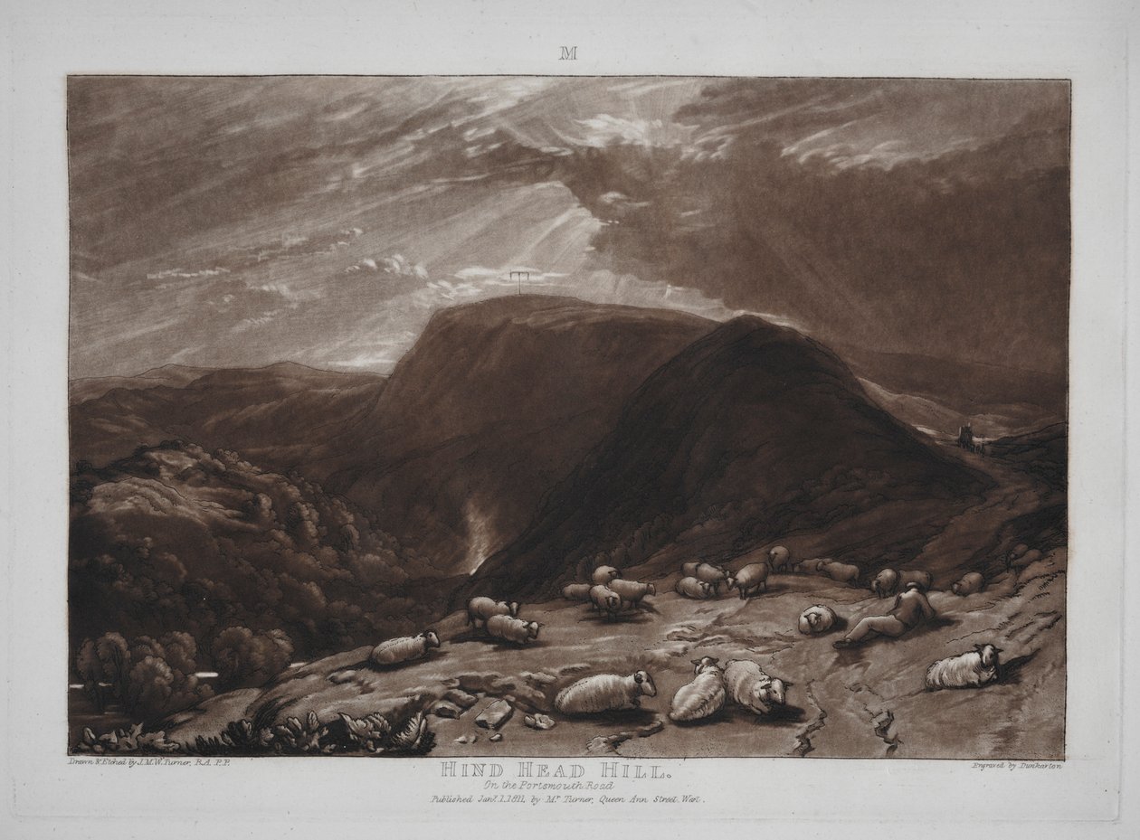 Liber Studiorum: Hind Head Hill a Portsmouth Roadon. alkotó: Joseph Mallord William Turner