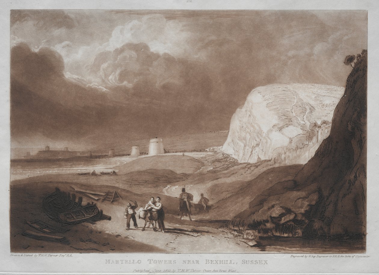 Tanulmányok könyve: Martello Towers, Bexhill közelében, Sussexben alkotó: Joseph Mallord William Turner