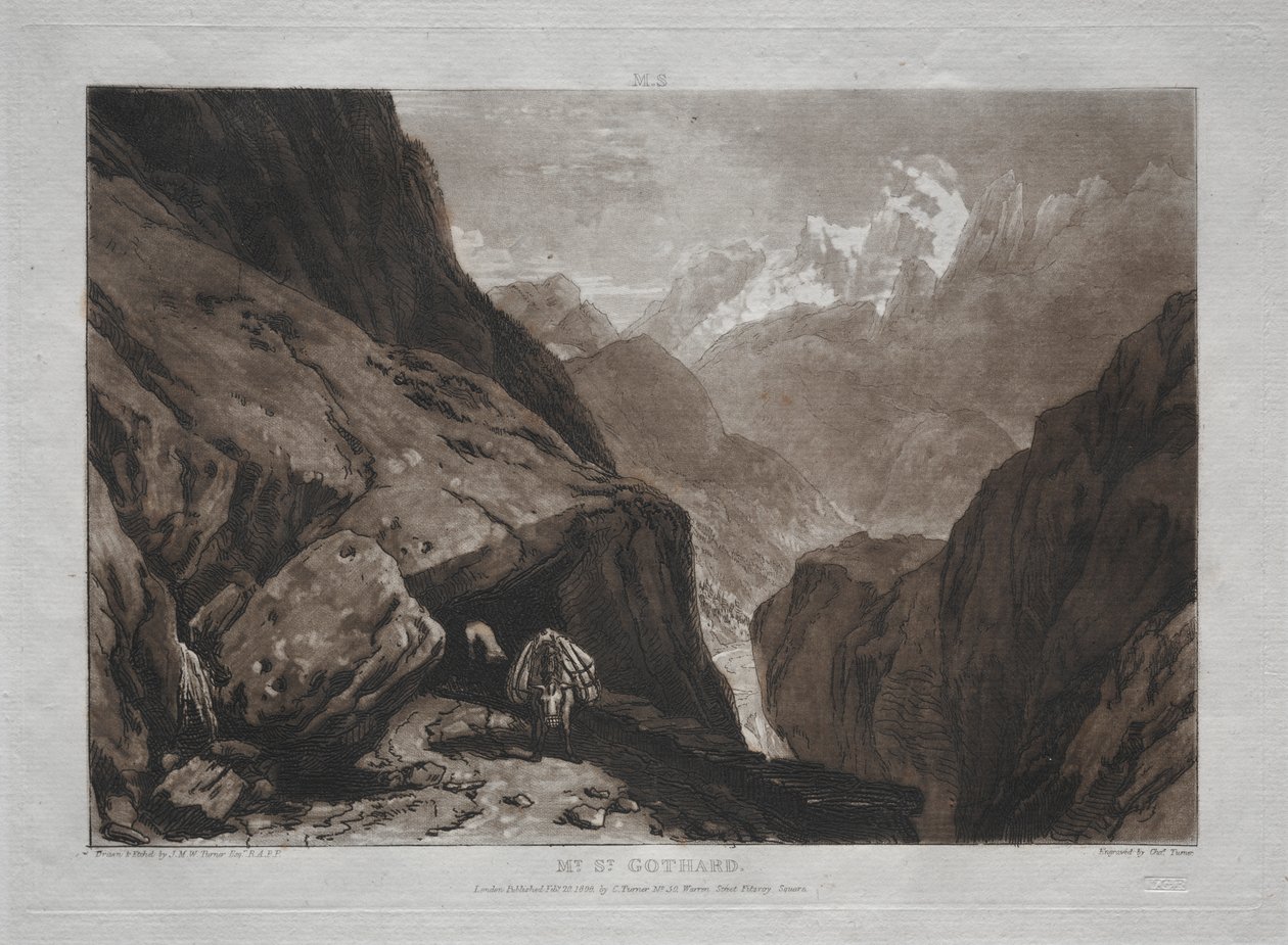 Tanulmánykönyv: Mt. Utca. Gotthard alkotó: Joseph Mallord William Turner