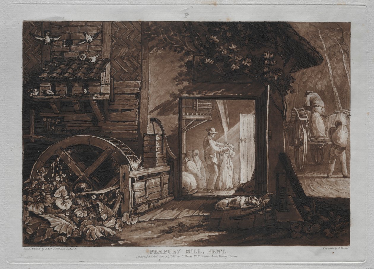 Tanulmányok könyve: Pembury Mill, Kent. alkotó: Joseph Mallord William Turner