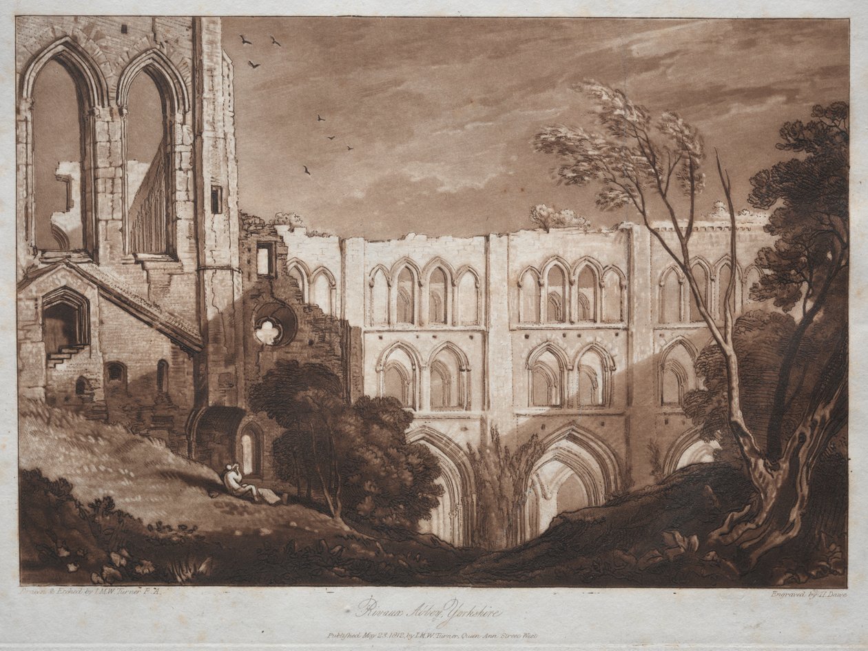 Liber Studiorum: Rivals Abbey, Yorkshire alkotó: Joseph Mallord William Turner