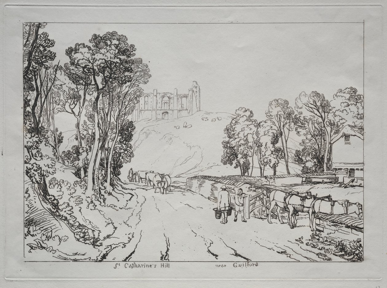 Liber Studiorum: St. Catherines Hill, Guilford közelében. alkotó: Joseph Mallord William Turner