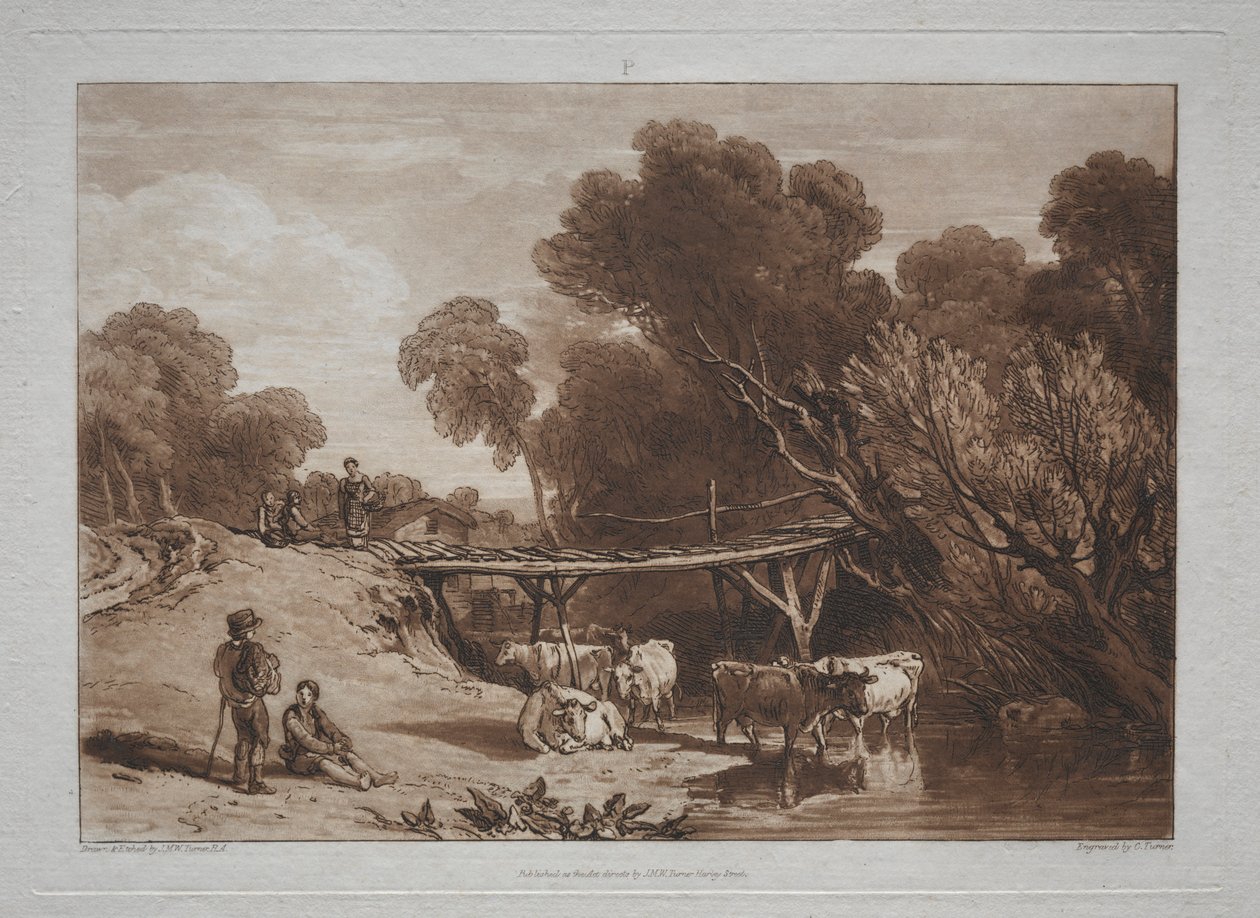 Liber Studiorum: A híd és a tehenek. alkotó: Joseph Mallord William Turner