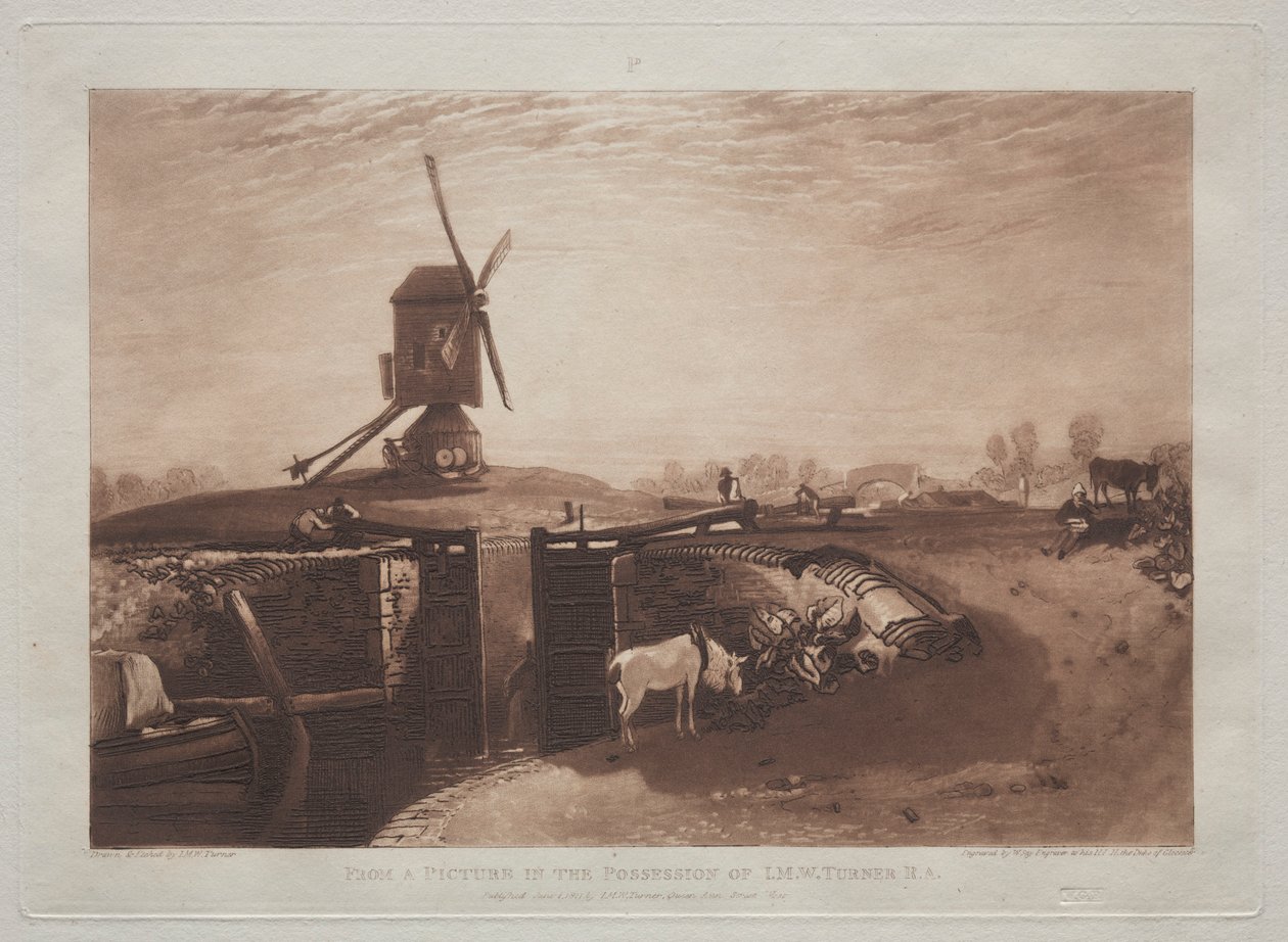 Liber Studiorum: Szélmalom és zár. alkotó: Joseph Mallord William Turner