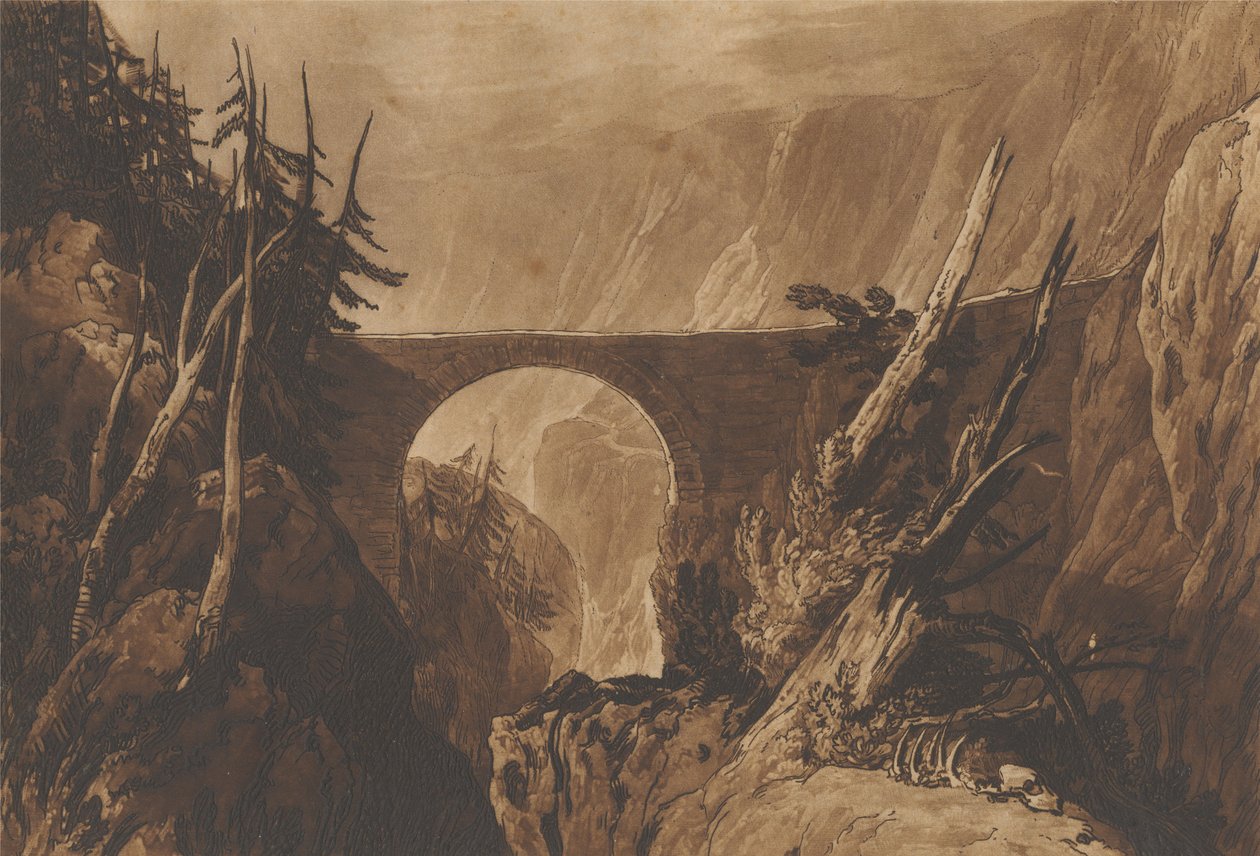 Kis Ördöghíd a Reuss felett, Altdorf fölött, Svájc alkotó: Joseph Mallord William Turner