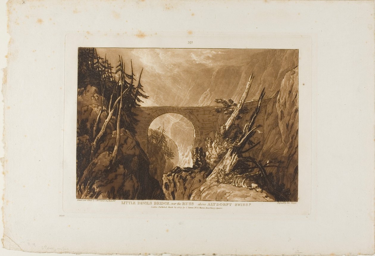 Kis ördög hídja, 19. tábla a Liber Studiorumból alkotó: Joseph Mallord William Turner