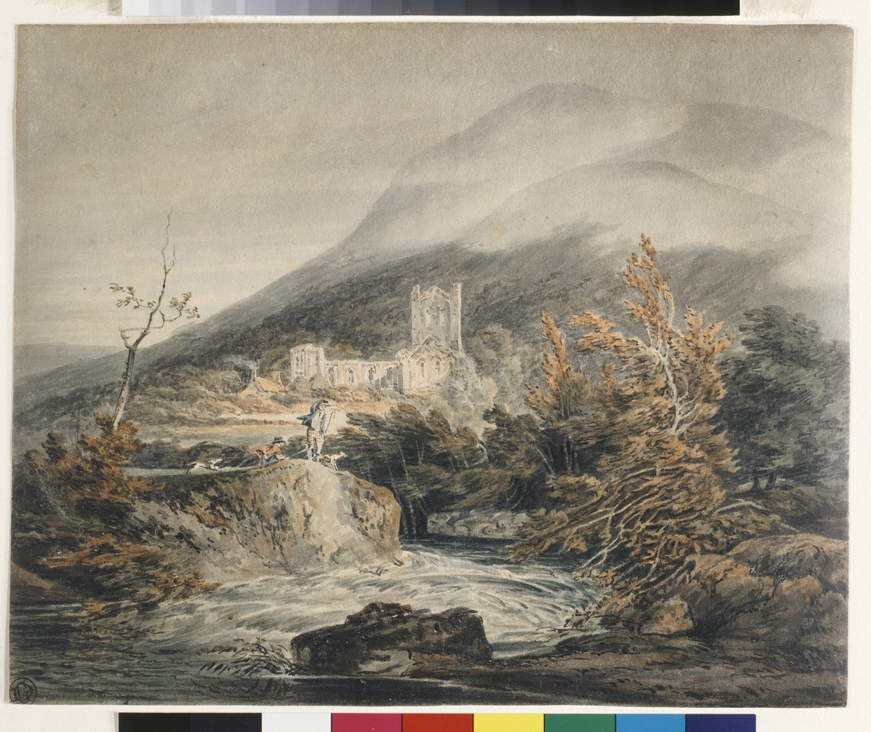 Llanthony Abbey, Monmouthshire (akvarell fehér papíron) alkotó: Joseph Mallord William Turner