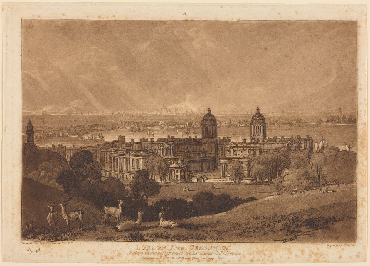 London Greenwichből nézve alkotó: Joseph Mallord William Turner