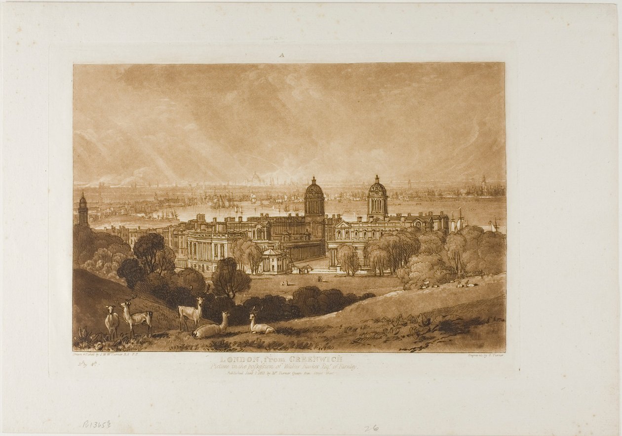 London Greenwichtől, 26-os lemez a Liber Studiorumtól alkotó: Joseph Mallord William Turner