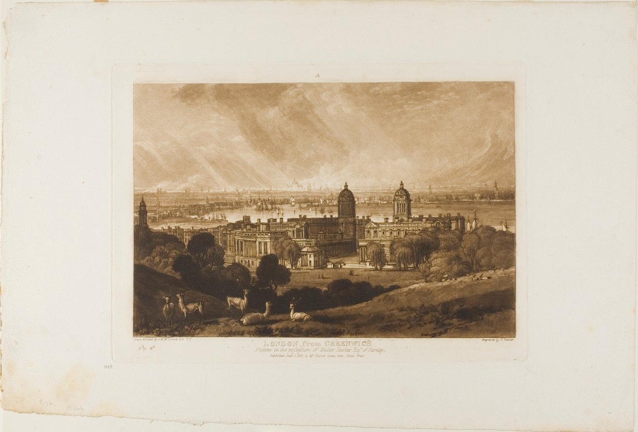 London Greenwichtől, 26-os lemez a Liber Studiorumtól alkotó: Joseph Mallord William Turner