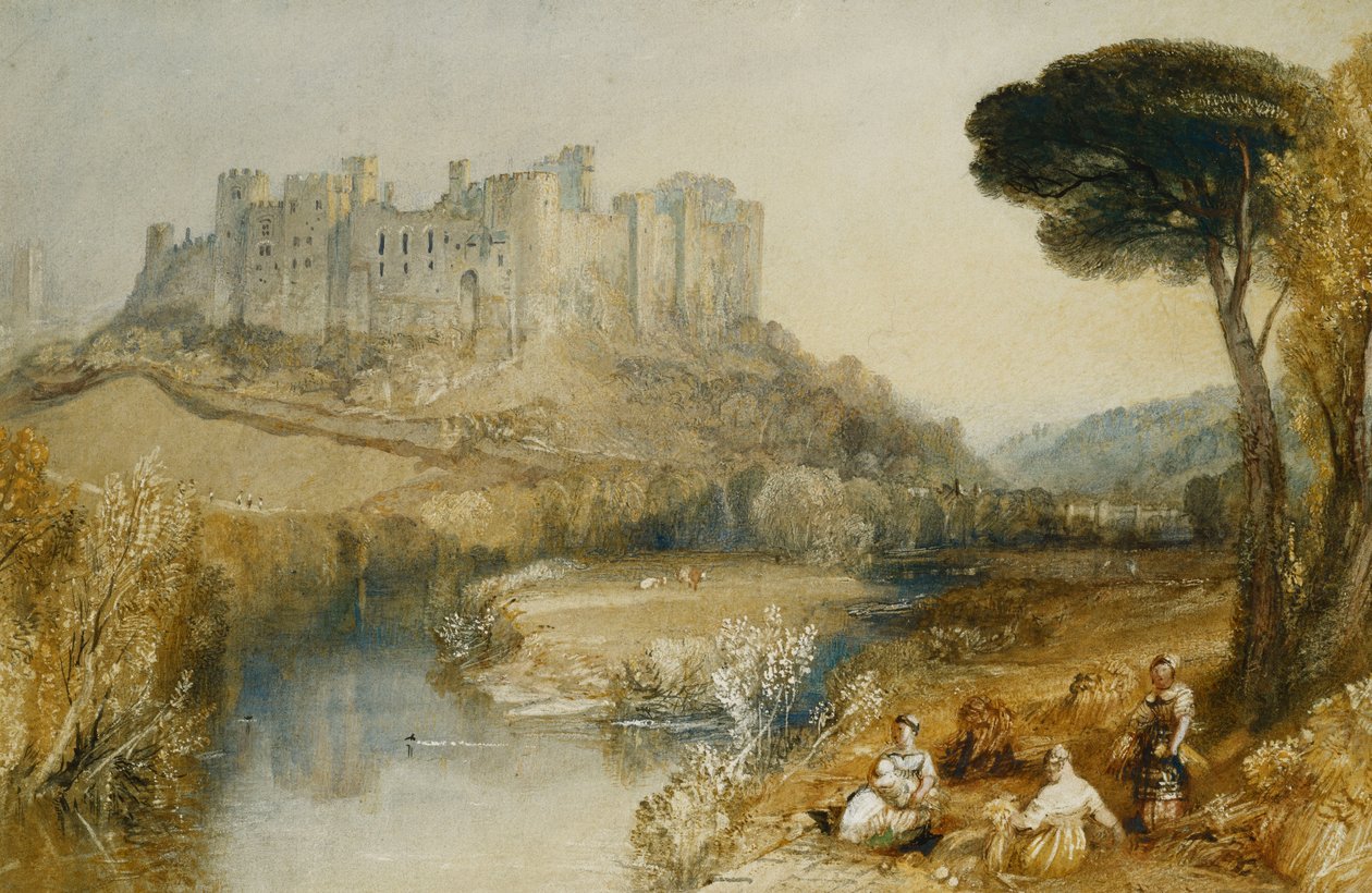 Ludlow-kastély (ceruza és akvarell kikarcolással és gumiarábikummal a papíron) alkotó: Joseph Mallord William Turner