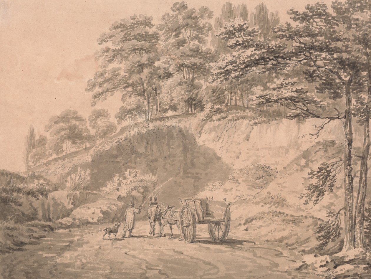 Lóval és szekérrel egy kőbányába belépő férfi alkotó: Joseph Mallord William Turner
