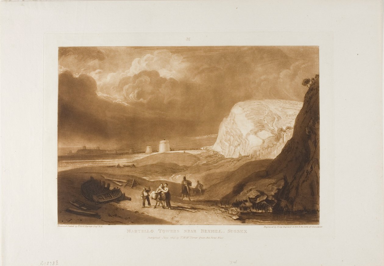 Martello Towers Bexhill közelében, Sussexben alkotó: Joseph Mallord William Turner
