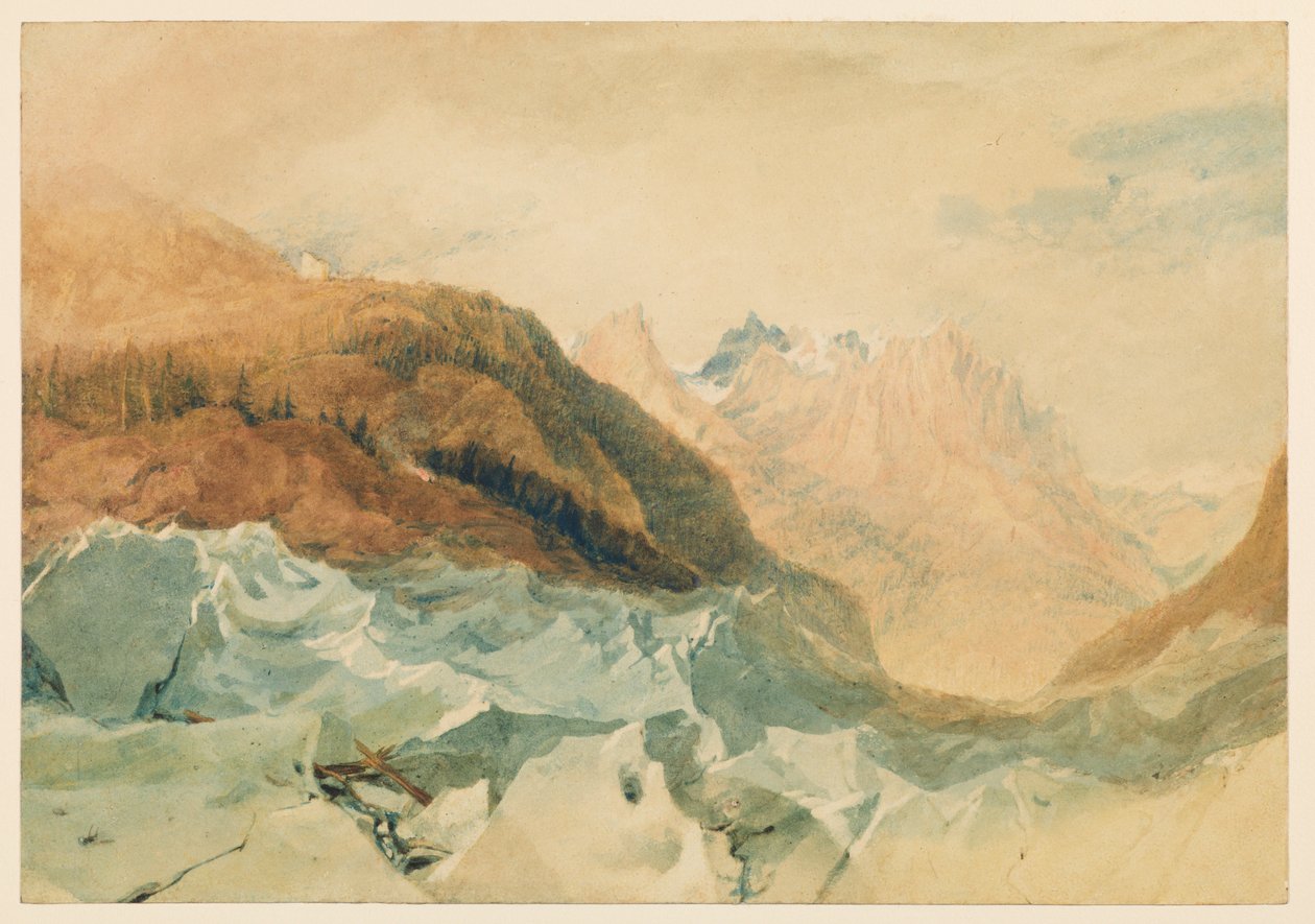 Mer de Glace, Chamonix, Blair kunyhójával, 1806 alkotó: Joseph Mallord William Turner