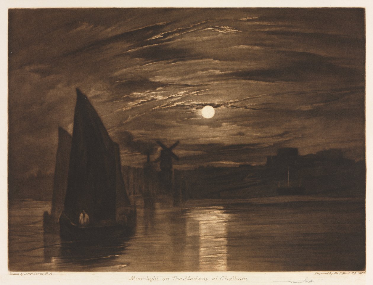 Moonlight on the Medway, Chatham, 1920. alkotó: Joseph Mallord William Turner
