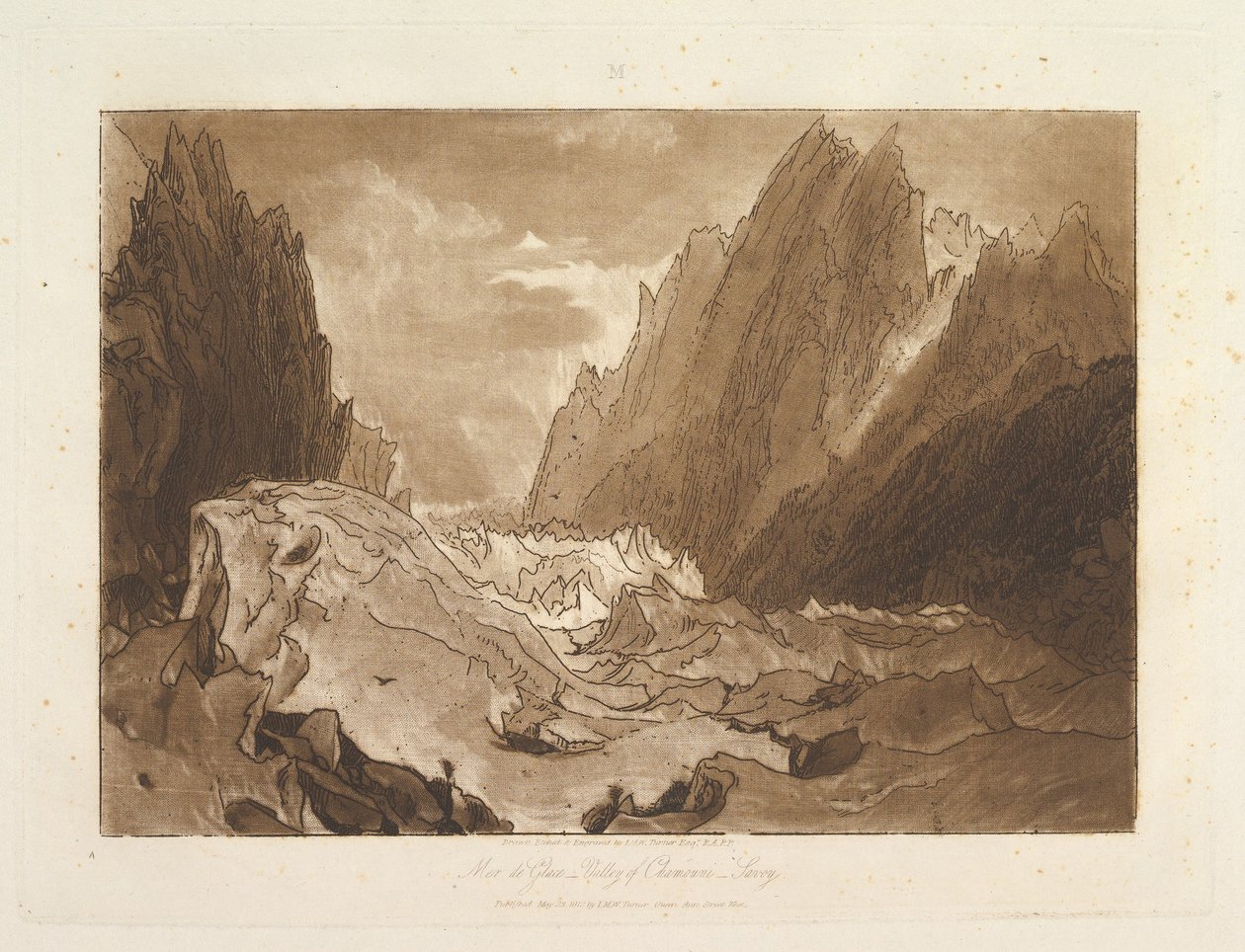 Glace férje, Chamouni-Savoy Liber Studiorum völgye, X. rész, 50. tábla, 1812. május 23. alkotó: Joseph Mallord William Turner
