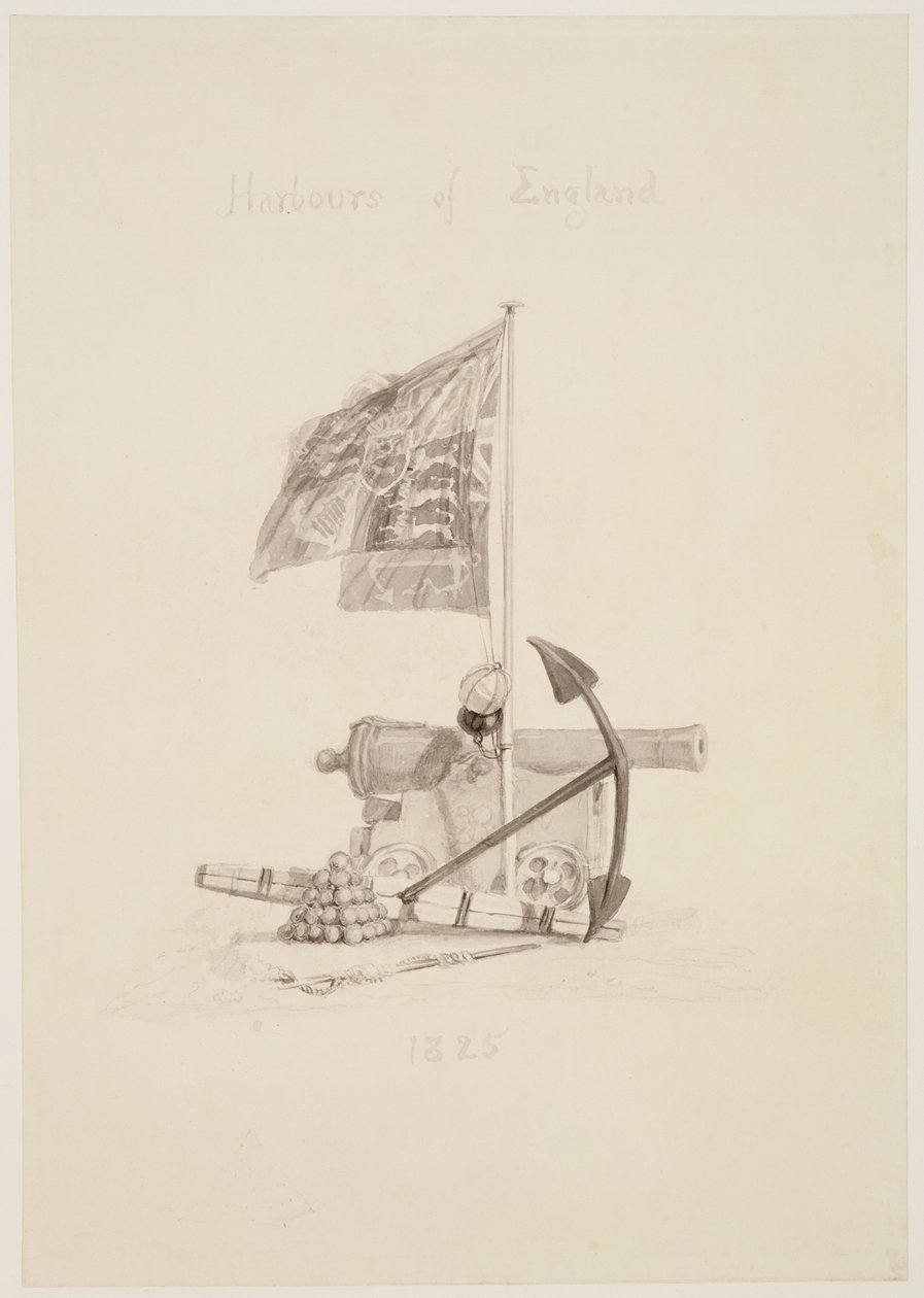No.0567 Anglia kikötői, minta egy könyv címlapjához, 1825 (tinta és mosás) alkotó: Joseph Mallord William Turner