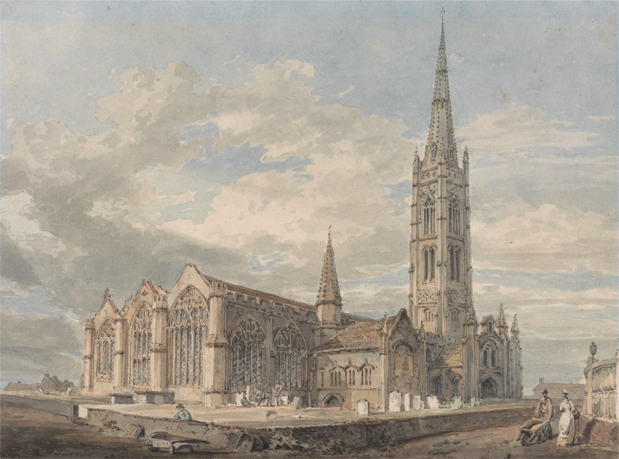 A granthami templom északkeleti látképe, Lincolnshire alkotó: Joseph Mallord William Turner