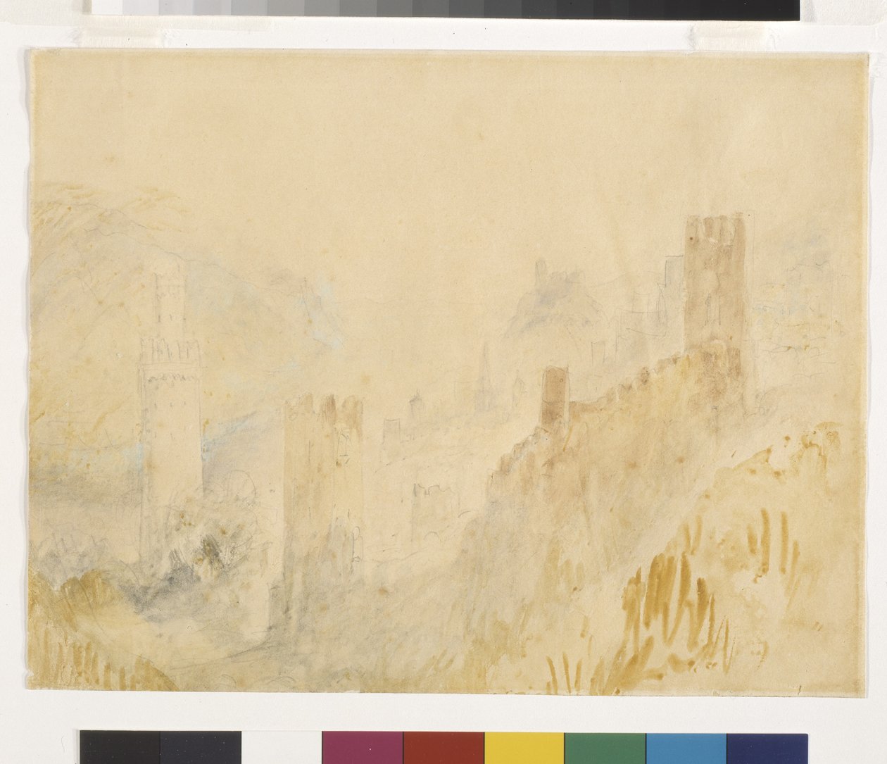 Oberwesel On The Rhine (akvarell ceruza fölött fehér papíron) alkotó: Joseph Mallord William Turner