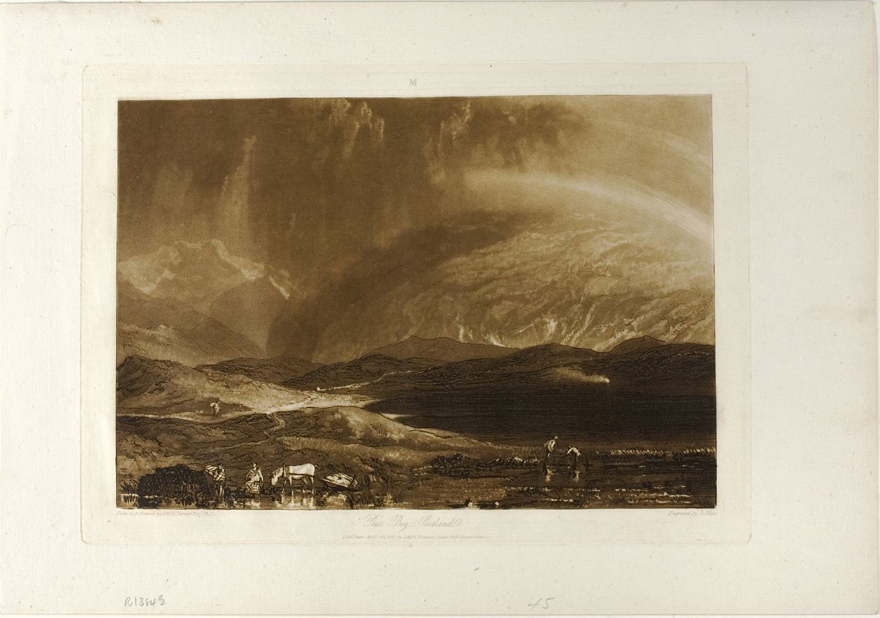 Peat Bog, Skócia, 45. lemez a Book of Studiesból alkotó: Joseph Mallord William Turner