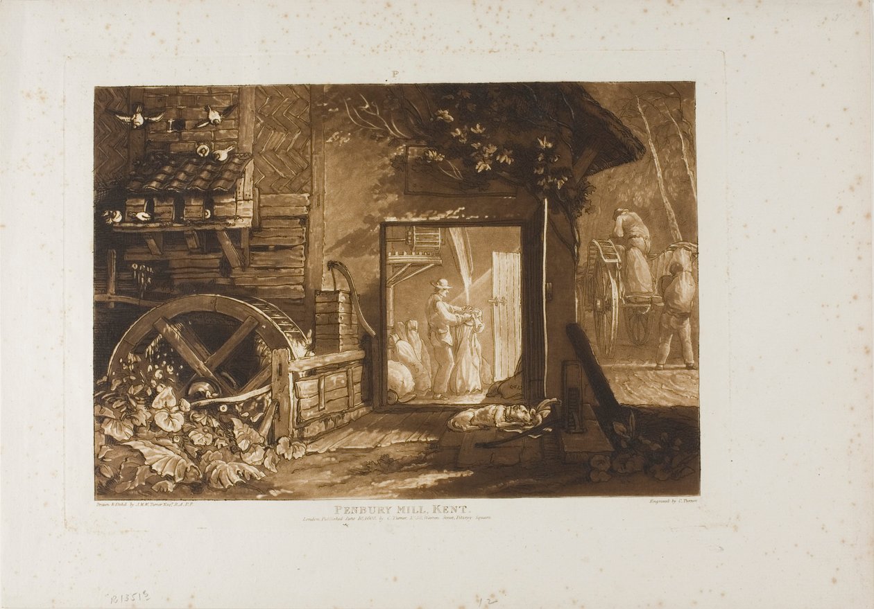 Pembury Mill, Kent, 12. lemez a Liber Studiorumtól alkotó: Joseph Mallord William Turner