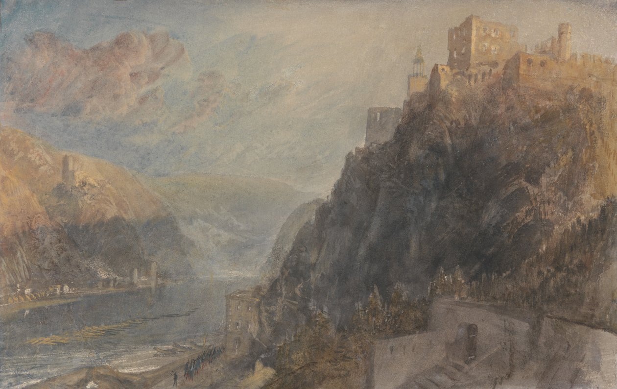 Rheinfels, kilátással Katzra és Goarhausenre alkotó: Joseph Mallord William Turner