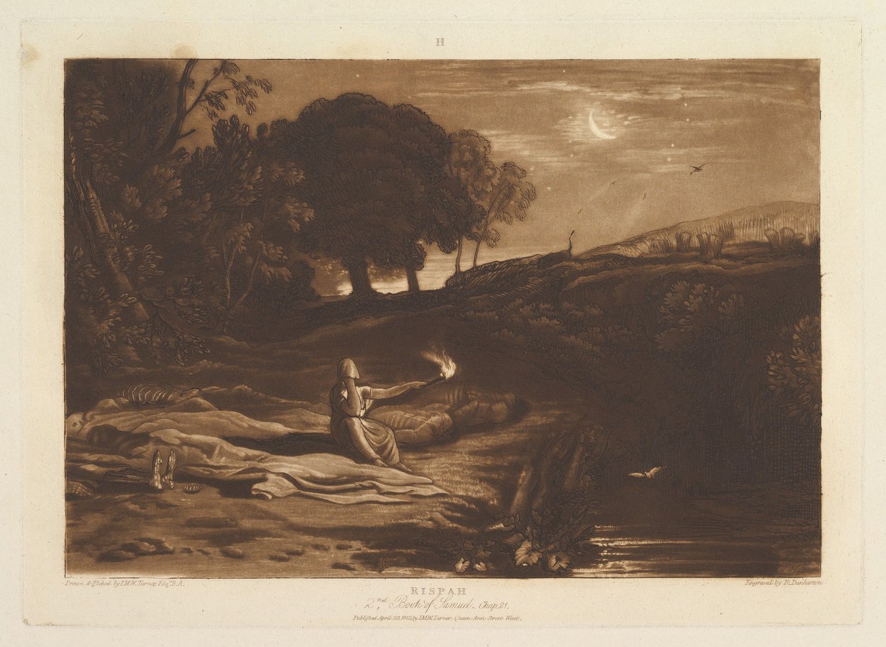 Rispah, Sámuel 2. könyve, Liber Studiorum 21. fejezete, IX. rész, 46. tábla, 1812. április 23. alkotó: Joseph Mallord William Turner