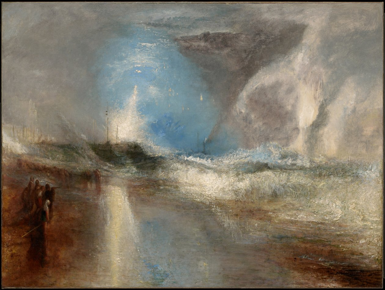 Rakéták és kék fények (kéznél) a gőzhajók sekély vízre való figyelmeztetésére alkotó: Joseph Mallord William Turner