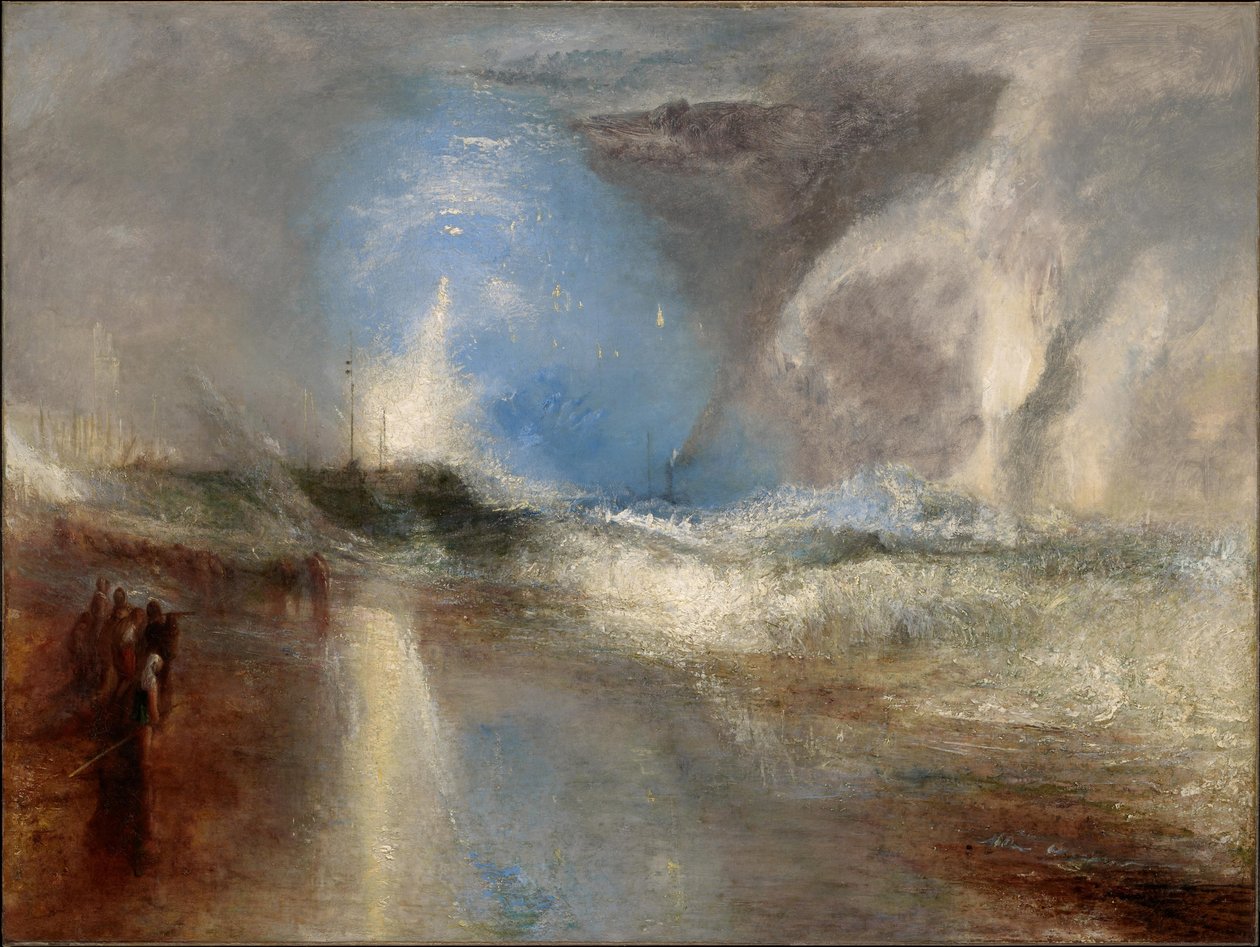 A rakéták és a kék fények közel vannak, hogy figyelmeztessék a gőzhajókat a zátonyvízre alkotó: Joseph Mallord William Turner